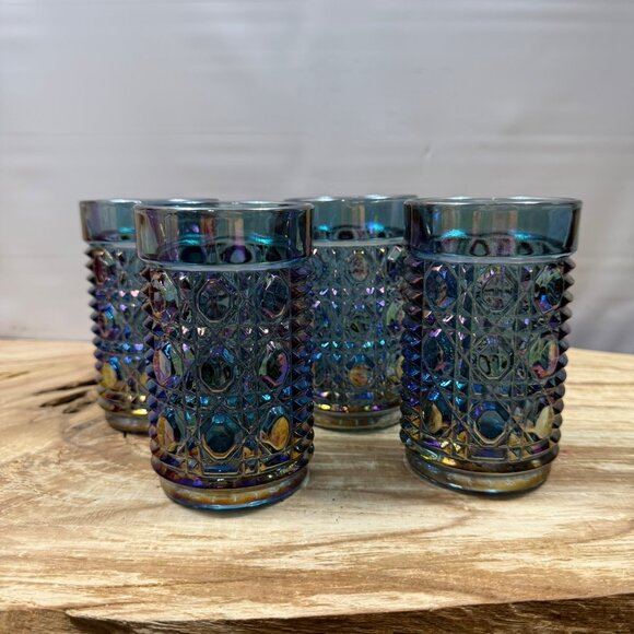 Vintage - Indiana Glass - Carnival Glass - Iridescent - Tumblers - Picture 1 of 6